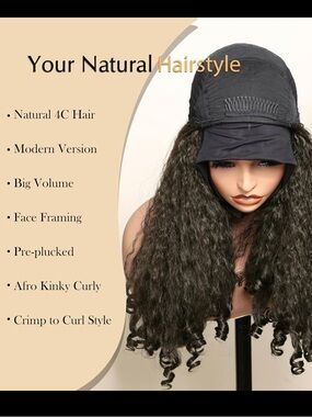 Natural Afro Kinky Curly 4C Wig - Black by SOKU
